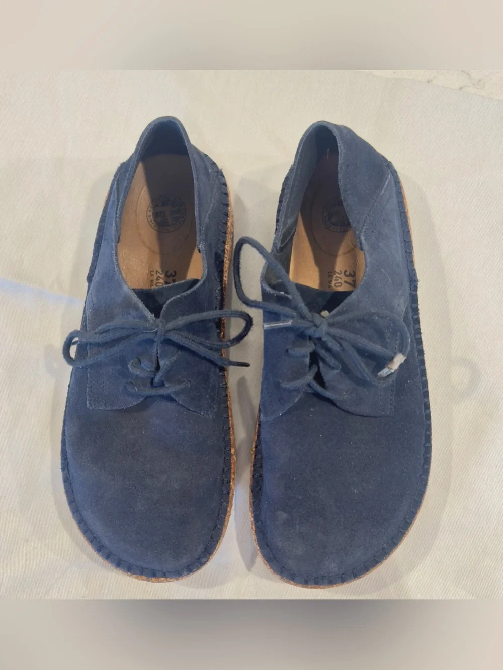 Birkenstock Navy Suede Gary Flat Lace-Up Casual Shoes Size 37E